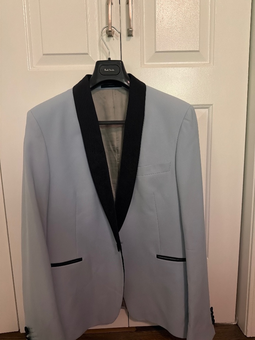 Paul Smith Light Blue Tuxedo Blazer with Black Shawl Lapel